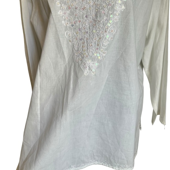 Ruby'N'Style Embroidered and Sequenced Blouse Size FREE White 100% Cotton - Picture 13 of 17